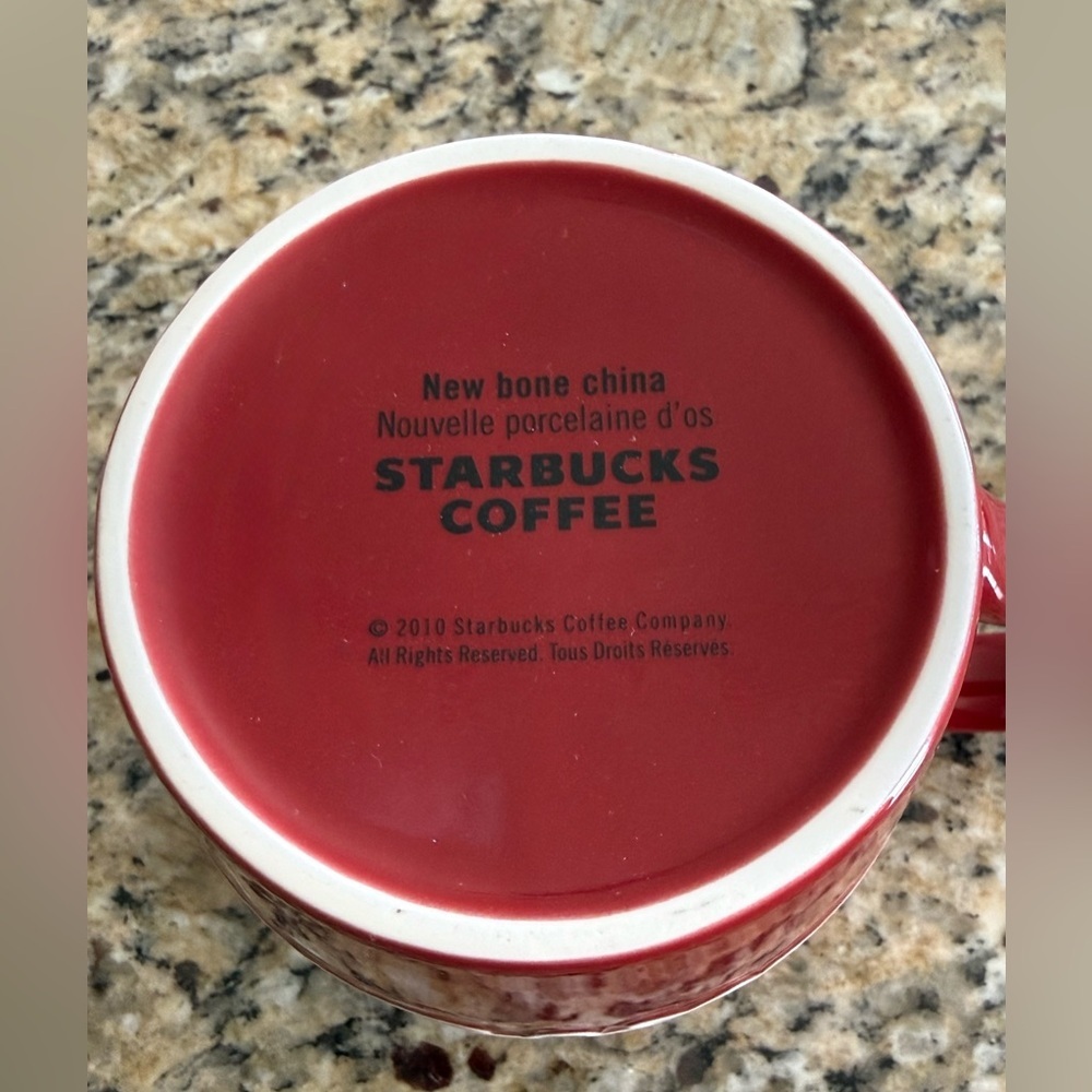 Starbucks Red “Love” Script Mug 12 oz | Valentine Hearts Bone China Cup 2010 - Picture 5 of 5